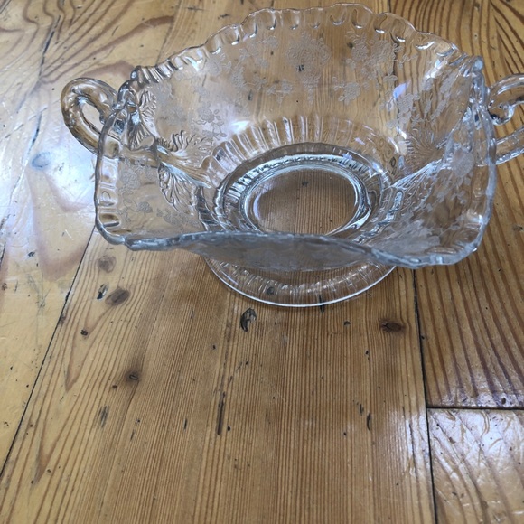 Vintage  Etched Glass Clear Depression - Picture 6 of 10